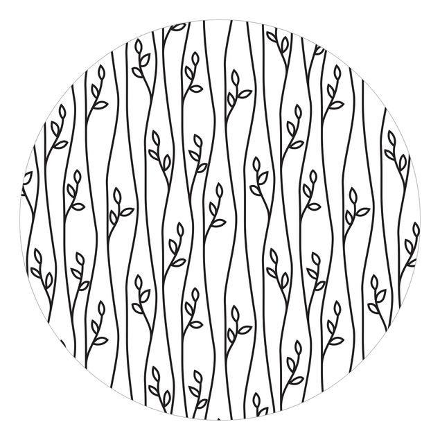 Behangcirkel Natural Pattern Plant Lines In Black