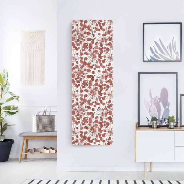 Wandkapstokken houten paneel Natural Pattern Dandelion With Dots Copper