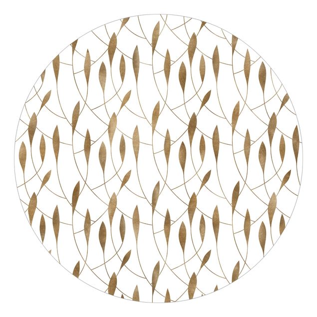 Behangcirkel Natural Pattern Sweeping Leaves In Gold
