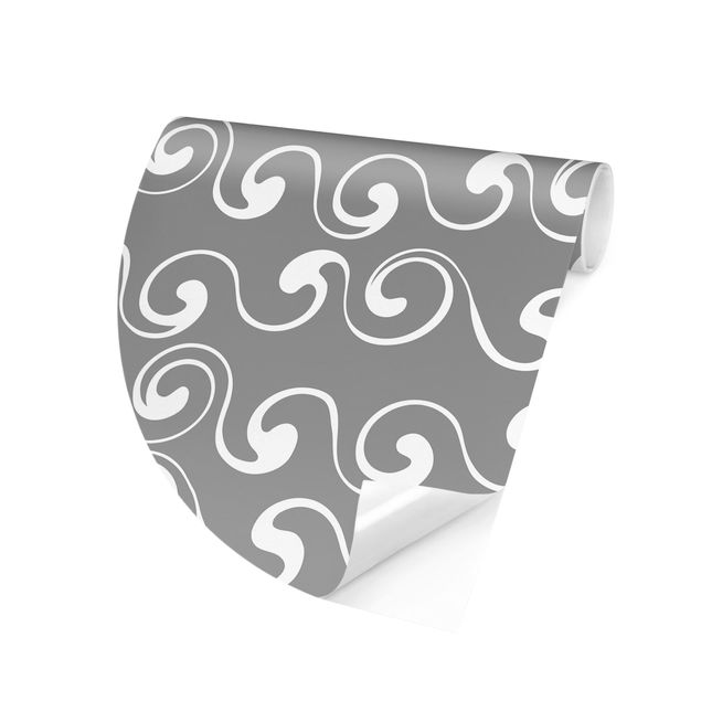 Behangcirkel Natural Pattern Waves In Front Of Grey