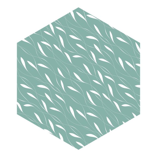 Hexagon Behang Natural Pattern Breeze On Blue