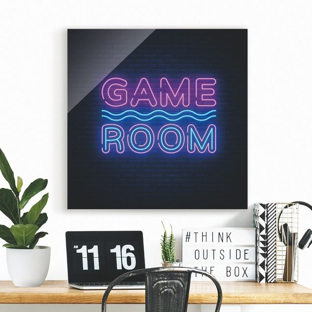 Glas Magnettafel Neon Text Game Room