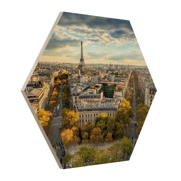 Hexagons houten schilderijen Nice day in Paris