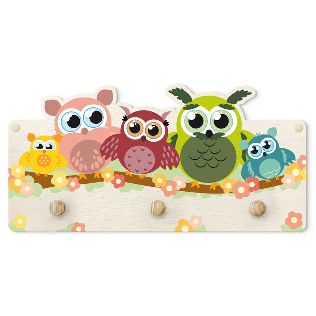 Wandkapstokken voor kinderen No.CG216 Owl Family