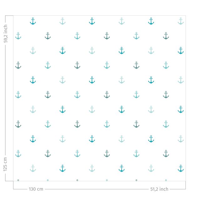 Gordijnen met patroon No.YK62 Anchor Turquoise