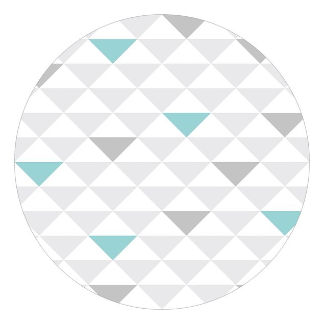 Behangcirkel No.YK64 Triangles Grey White Turquoise