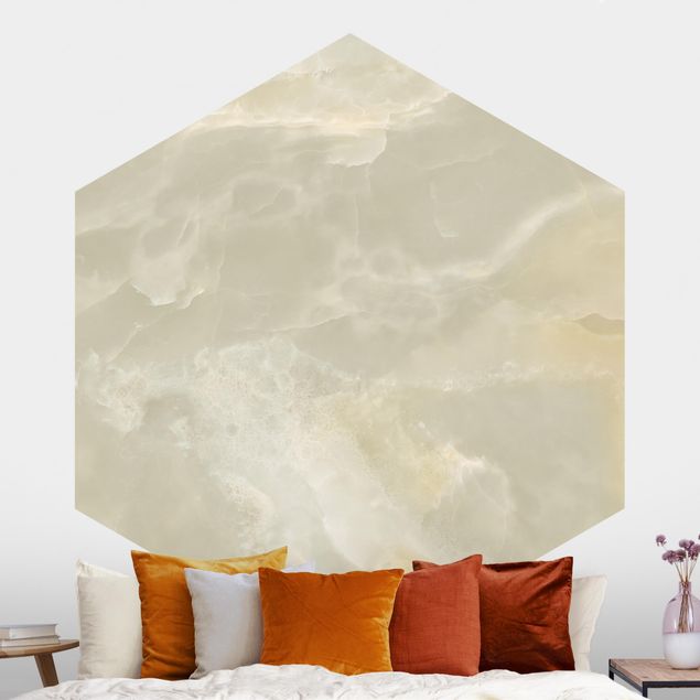 Hexagon Behang Onyx Marble Cream