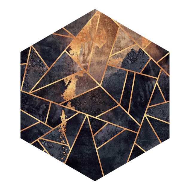 Hexagon Behang Onyx With Gold
