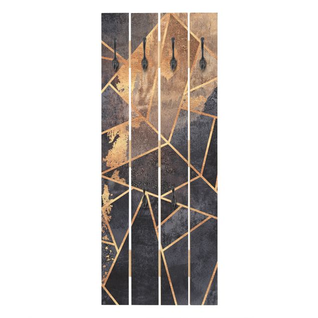 Wandkapstokken houten pallet Onyx With Gold