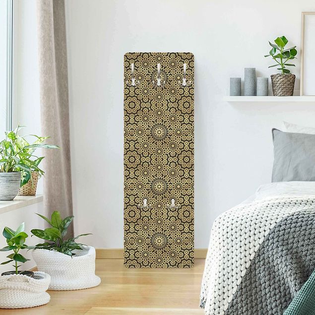 Wandkapstokken houten paneel Oriental Pattern With Golden Stars