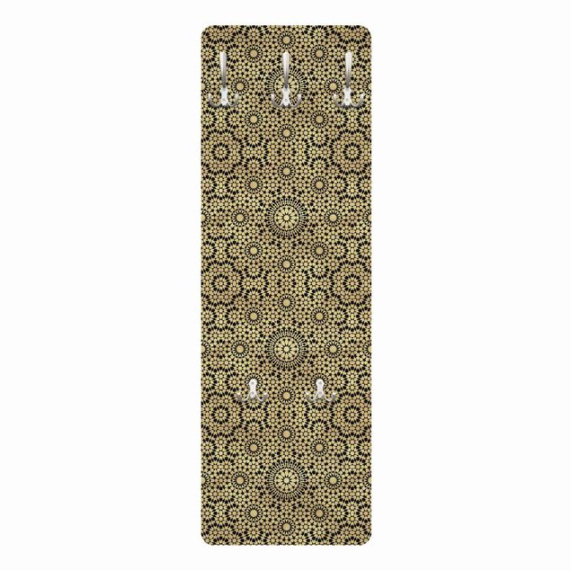 Wandkapstokken houten paneel Oriental Pattern With Golden Stars