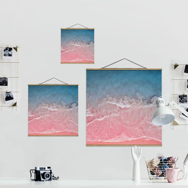 Stoffen schilderij met posterlijst Ocean In Pink
