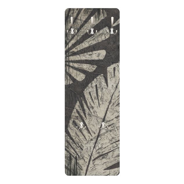 Wandkapstokken houten paneel Palm Leaves Dark Grey Backdrop