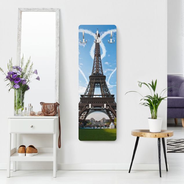 Wandkapstokken houten paneel Paris - City Of Love