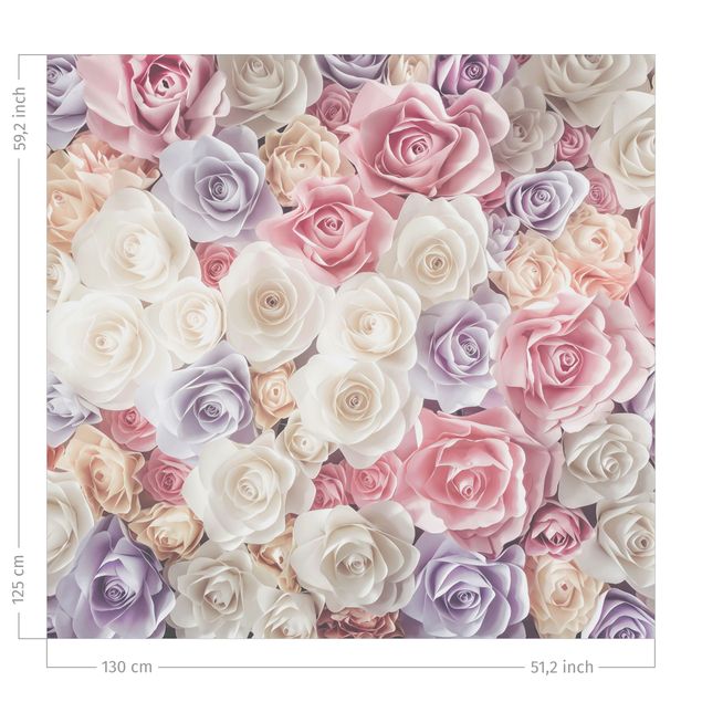 Bloemen gordijnen Pastel Paper Art Roses