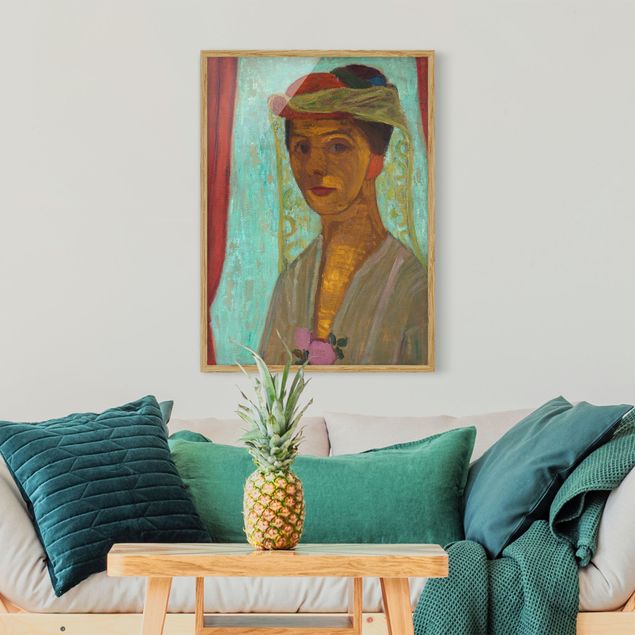 Ingelijste posters Paula Modersohn-Becker - Self-Portrait with a Hat and Veil