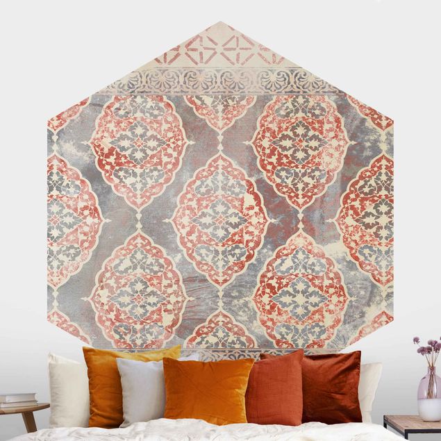 Hexagon Behang Persian Vintage Pattern In Indigo III