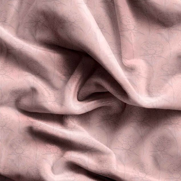 gordijn patroon Peony Pattern - Pale Pink