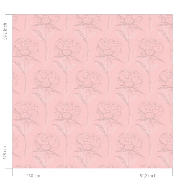 gordijnen bloemen Peony Pattern - Pale Pink