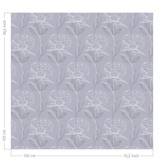 Bloemen gordijnen Peony Pattern - Pastel Greyish Violet