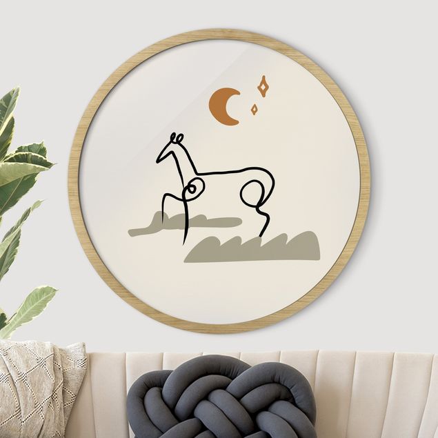 Gerahmte Bilder Rund Picasso Interpretation - The Horse