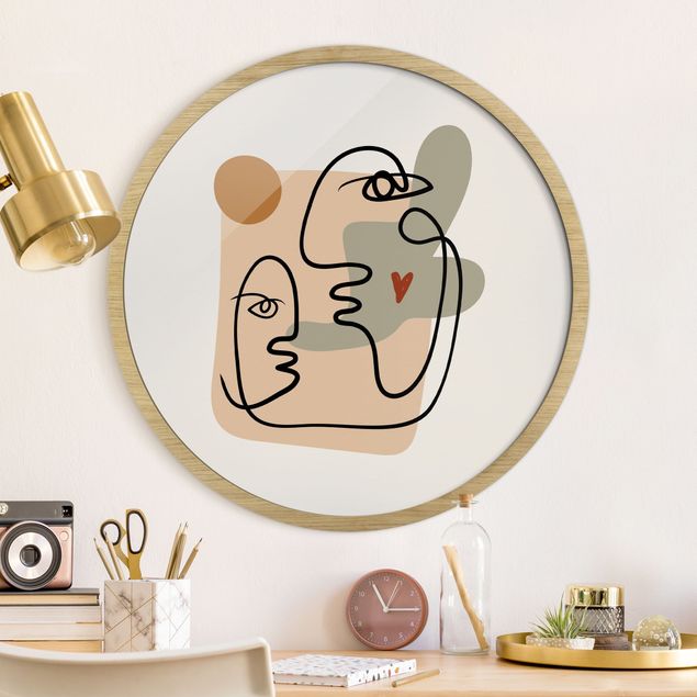 Runde Bilder mit Rahmen Picasso Interpretation - Kiss On the Cheek