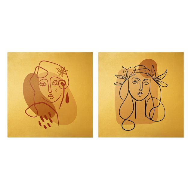 Natuurlijk canvas schilderijen - 2-delig  Picasso Interpretation - Two Muses