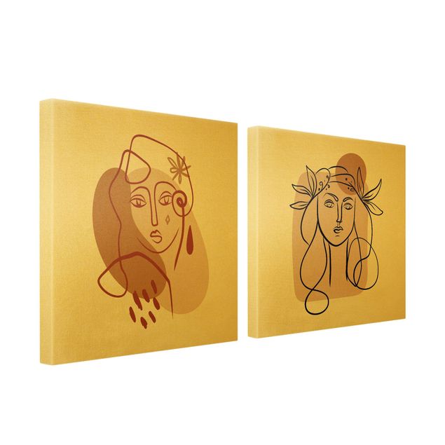 Natuurlijk canvas schilderijen - 2-delig  Picasso Interpretation - Two Muses