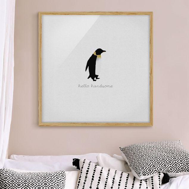 Ingelijste posters Penguin Quote Hello Handsome