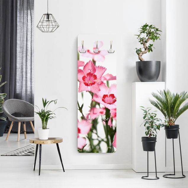 Wandkapstokken houten paneel Pink Flowers