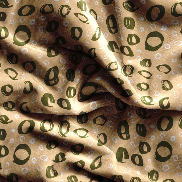gordijn patroon Painted Circle Pattern - Pastel Orange And Olive Green