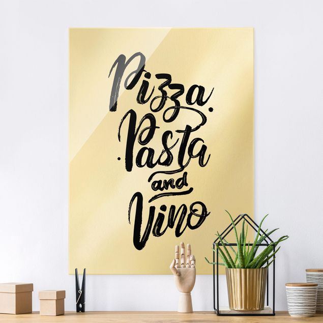 Glas Magnettafel Pizza Pasta And Vino