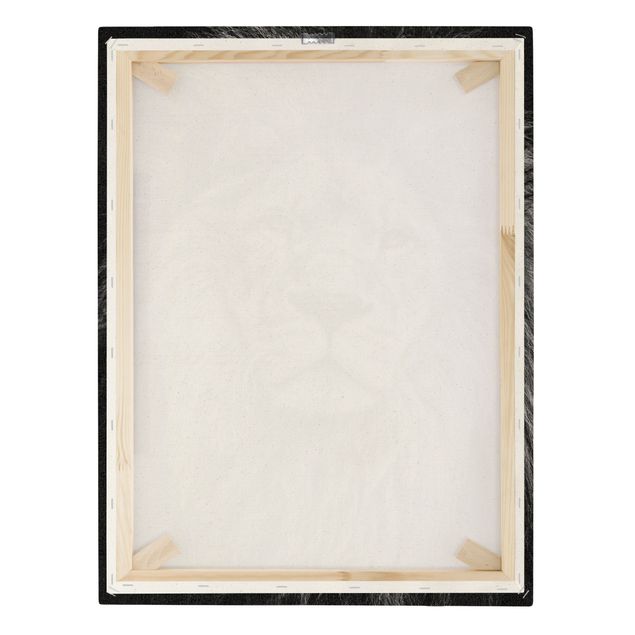 Canvas schilderijen - Goud Portrait Lion Black And White