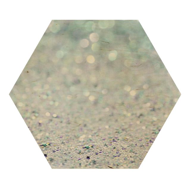 Hexagons houten schilderijen Princess Glitter Landscape In Mint Colour