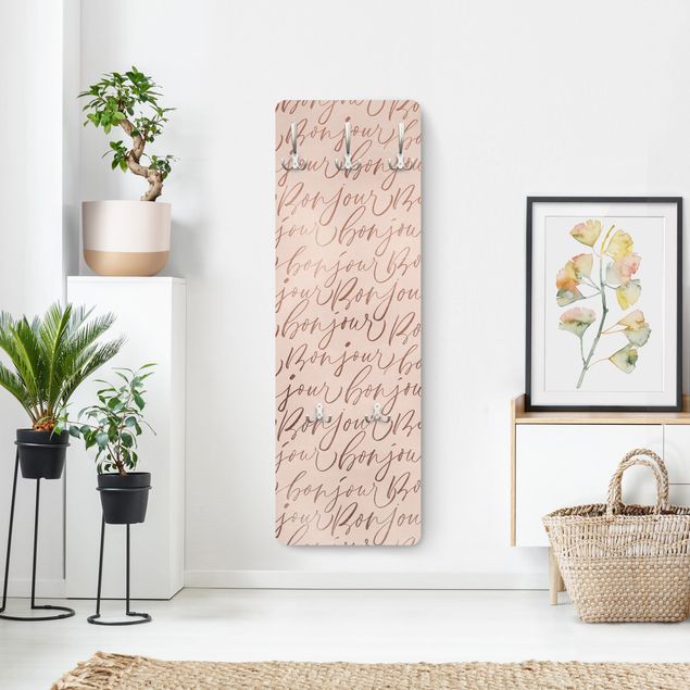 Wandkapstokken houten paneel Powder Pink Bonjour