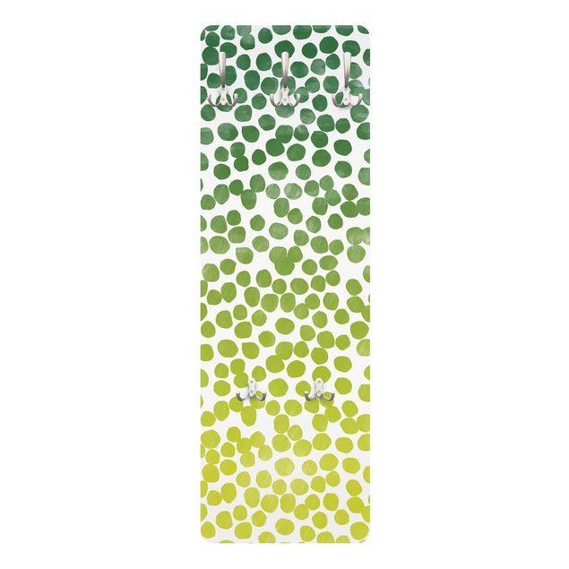 Wandkapstokken houten paneel Dot pattern GreenYellow - Colour gradient