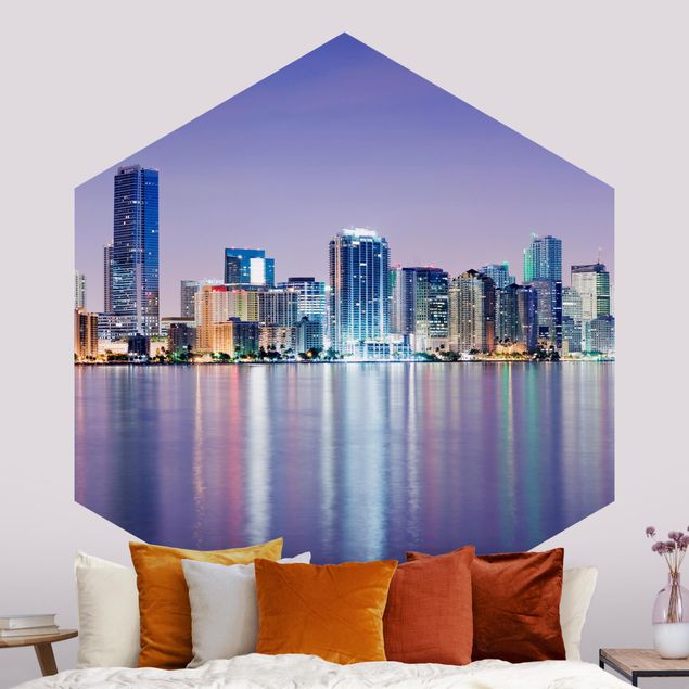 Hexagon Behang Purple Miami Beach