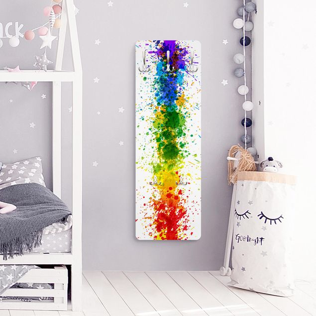 Wandkapstokken houten paneel Rainbow Splatter