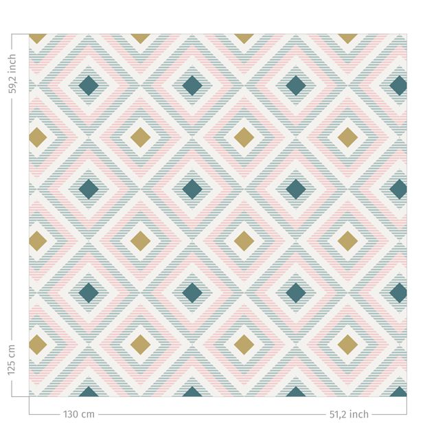Moderne gordijnen Rhombic Pattern With Stripes In Shades Of Pink And Blue
