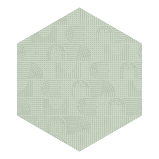 Hexagon Behang Rainbow Pattern In Grey