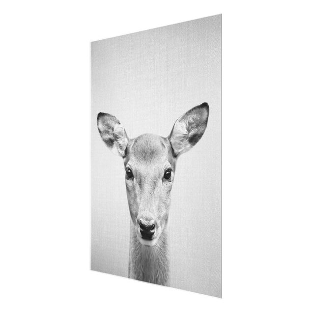 Glasschilderijen - Roe Deer Rita Black And White