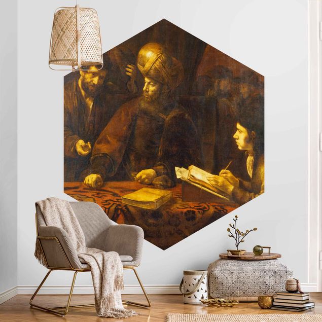 Hexagon Behang Rembrandt Van Rijn - Parable of the Labourers