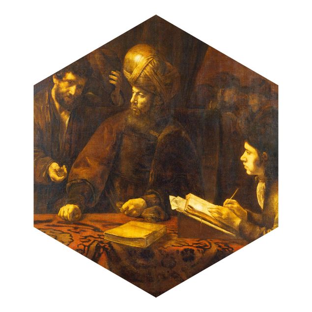 Hexagon Behang Rembrandt Van Rijn - Parable of the Labourers