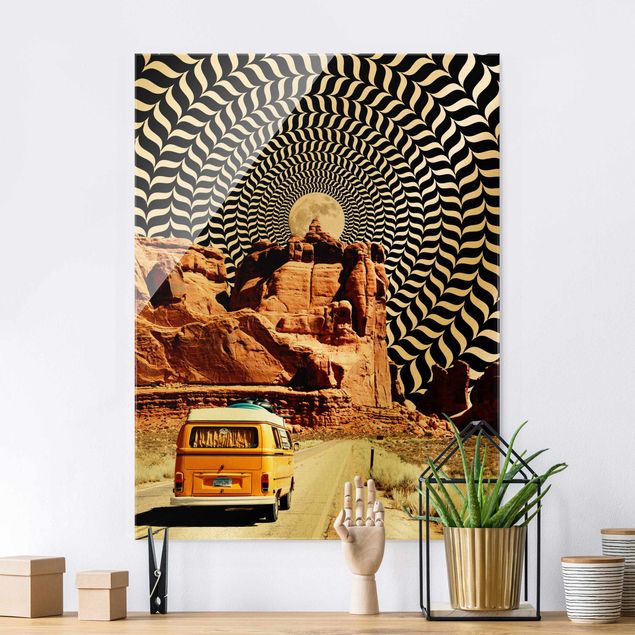 Glas Magnetboard Retro Collage - The Best Road Trip II