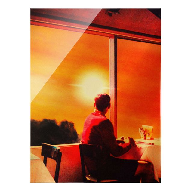 Glasschilderijen - Retro Collage - Breakfast With A View