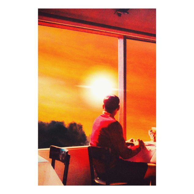 Glasschilderijen - Retro Collage - Breakfast With A View