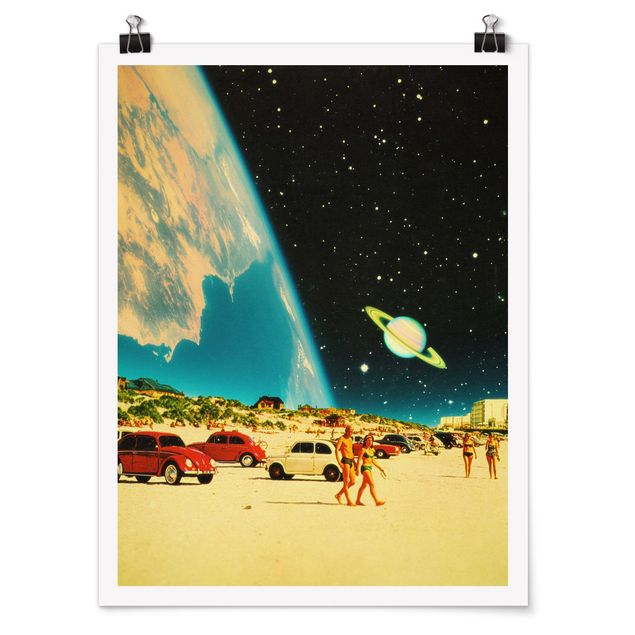 Poster - Retro Collage - Galaktischer Strand - Hochformat 3:4