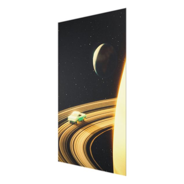 Glasschilderijen - Retro Collage - Saturn Highway