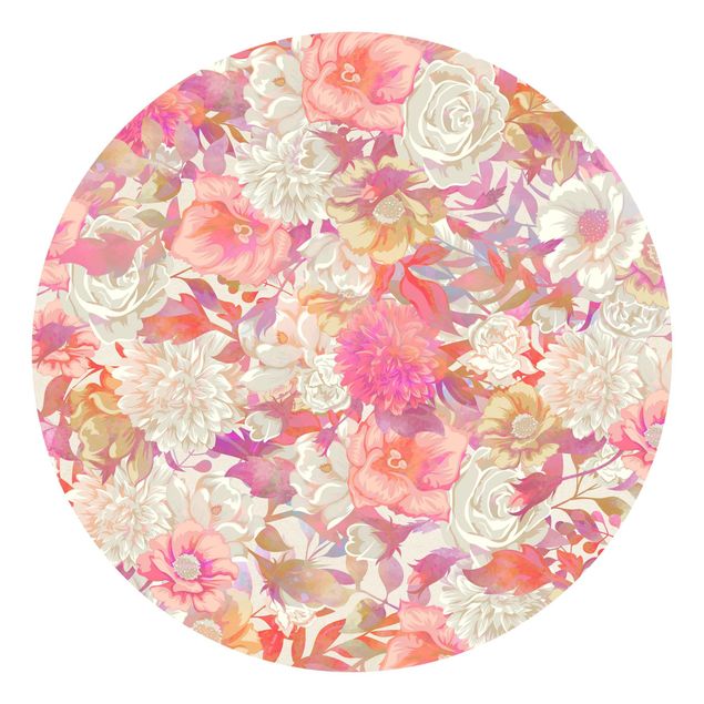 Behangcirkel Pink Blossom Dream With Roses