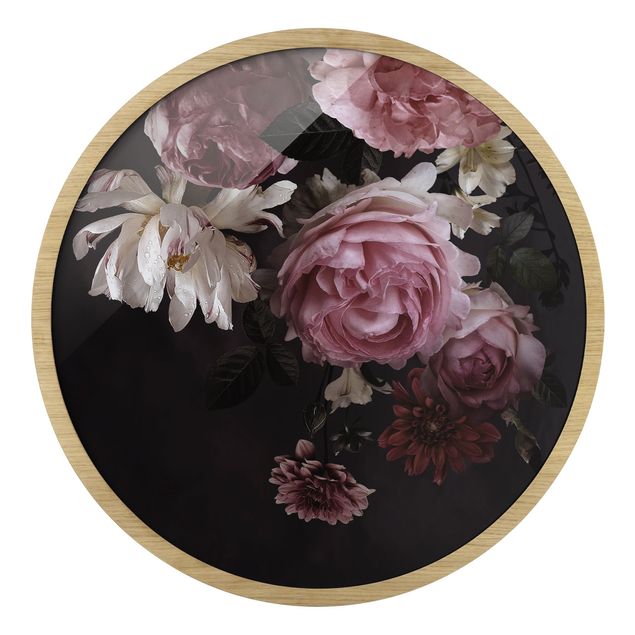 Rond schilderijen Rose su sfondo nero vintage